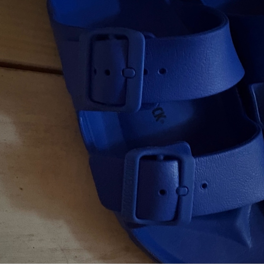 BIRKENSTOCK ESSENTIALS EVA SANDAL Blue Double Strap Size 38, Women’s 7, Men’s 5 - Picture 10 of 11